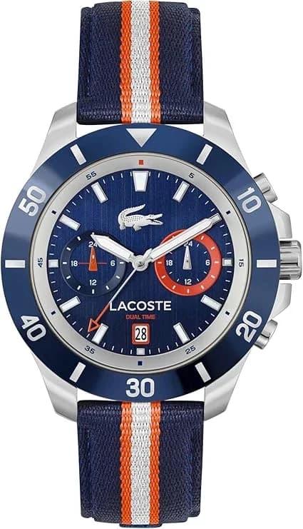 Garde-temps Lacoste 2011339 pour homme, avec cadran bleu et bracelet tissu