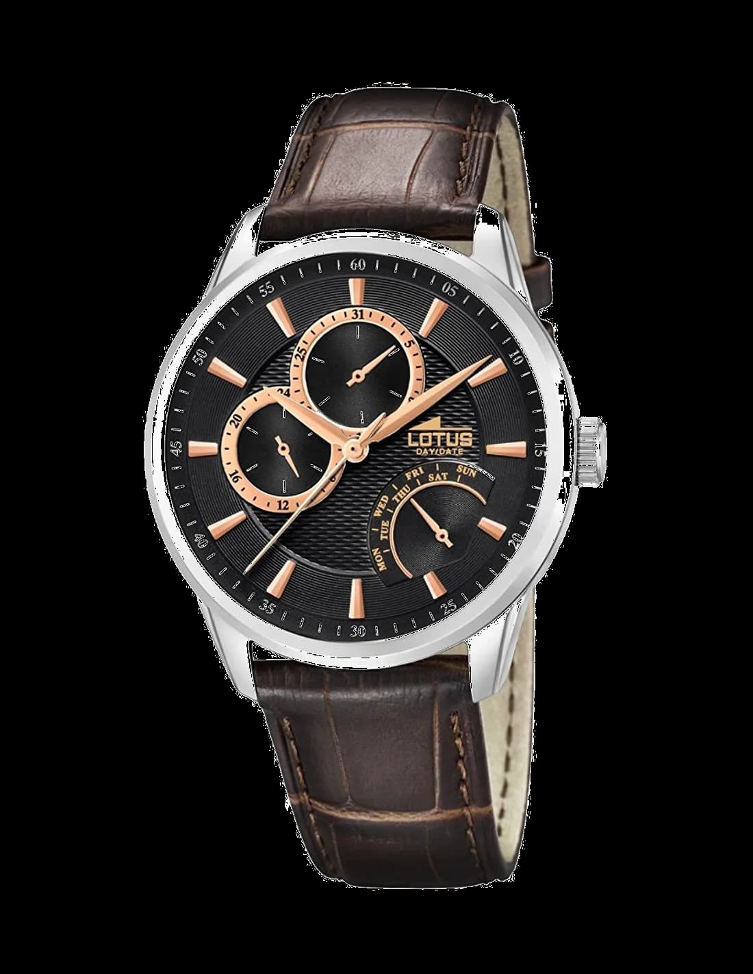 Garde-temps Lotus L15974/9 pour homme, cadran or rose, bracelet cuir