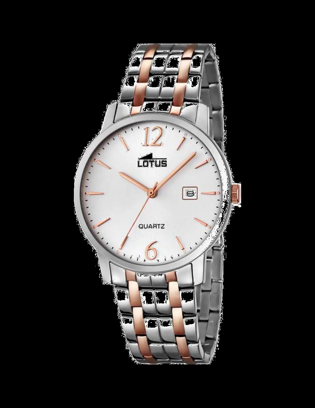Garde-temps Lotus L18176/2 pour homme, cadran blanc sur bracelet acier