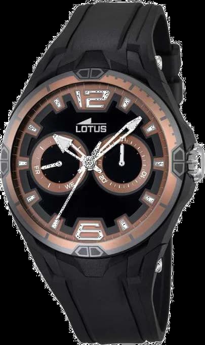 Garde-temps Lotus L18184/4 pour homme, cadran noir, bracelet silicone noir