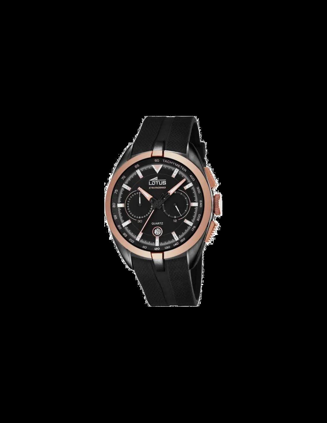 Garde-temps Lotus L18188/1 pour homme, cadran noir sur bracelet silicone noir