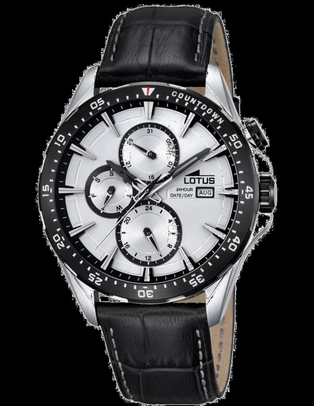 Garde-temps Lotus L18312/1 pour homme, cadran blanc, bracelet cuir noir
