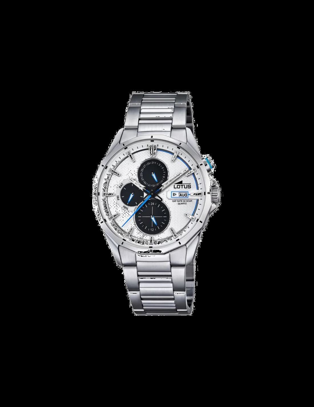 Garde-temps Lotus L18319/1 pour homme, cadran blanc et bracelet acier