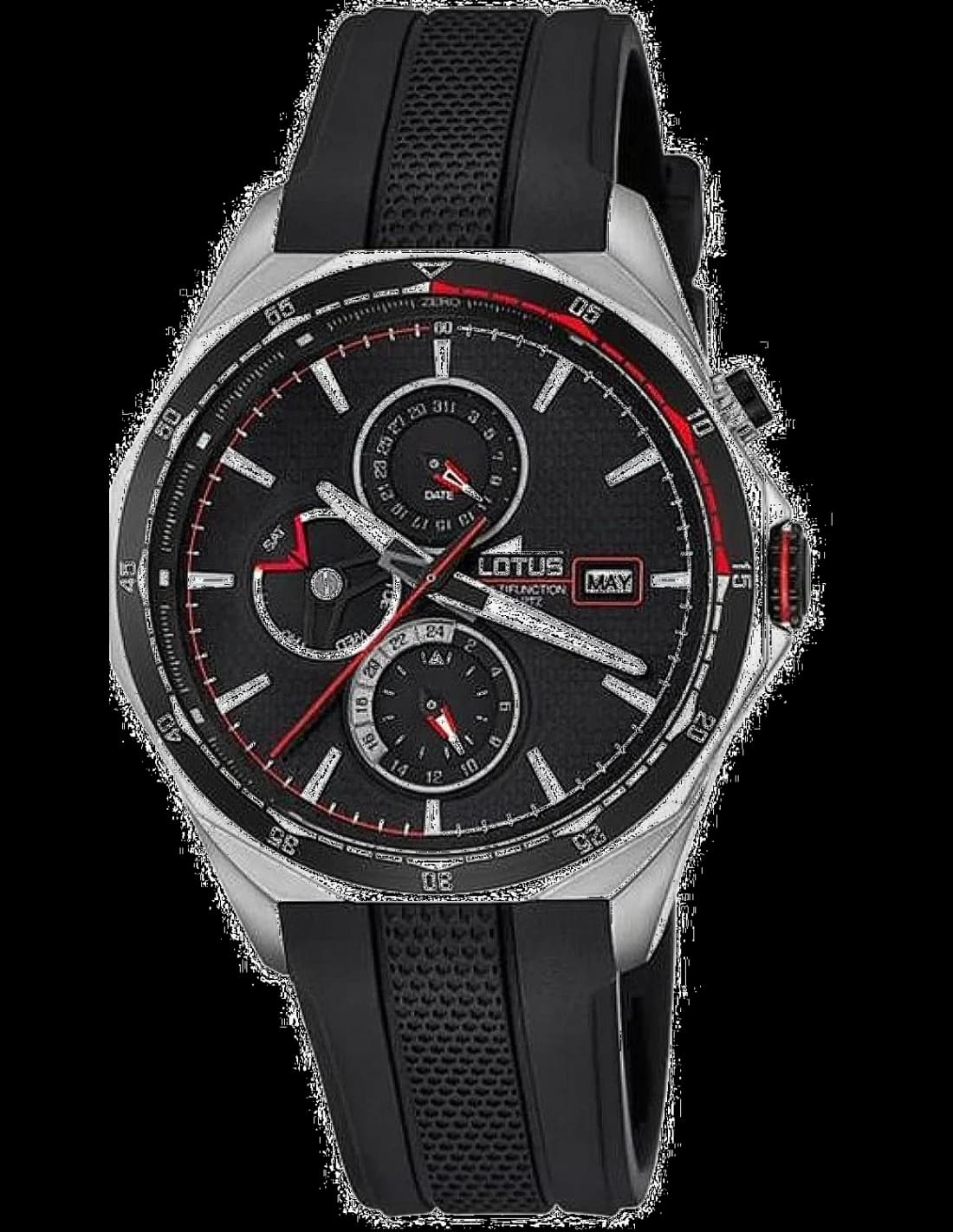 Garde-temps Lotus L18321/4 pour homme, cadran noir sur bracelet silicone
