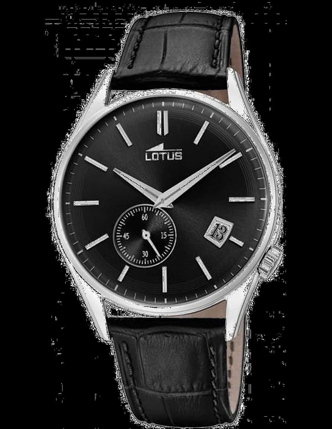 Garde-temps Lotus L18355/3 pour homme, cadran noir, bracelet cuir