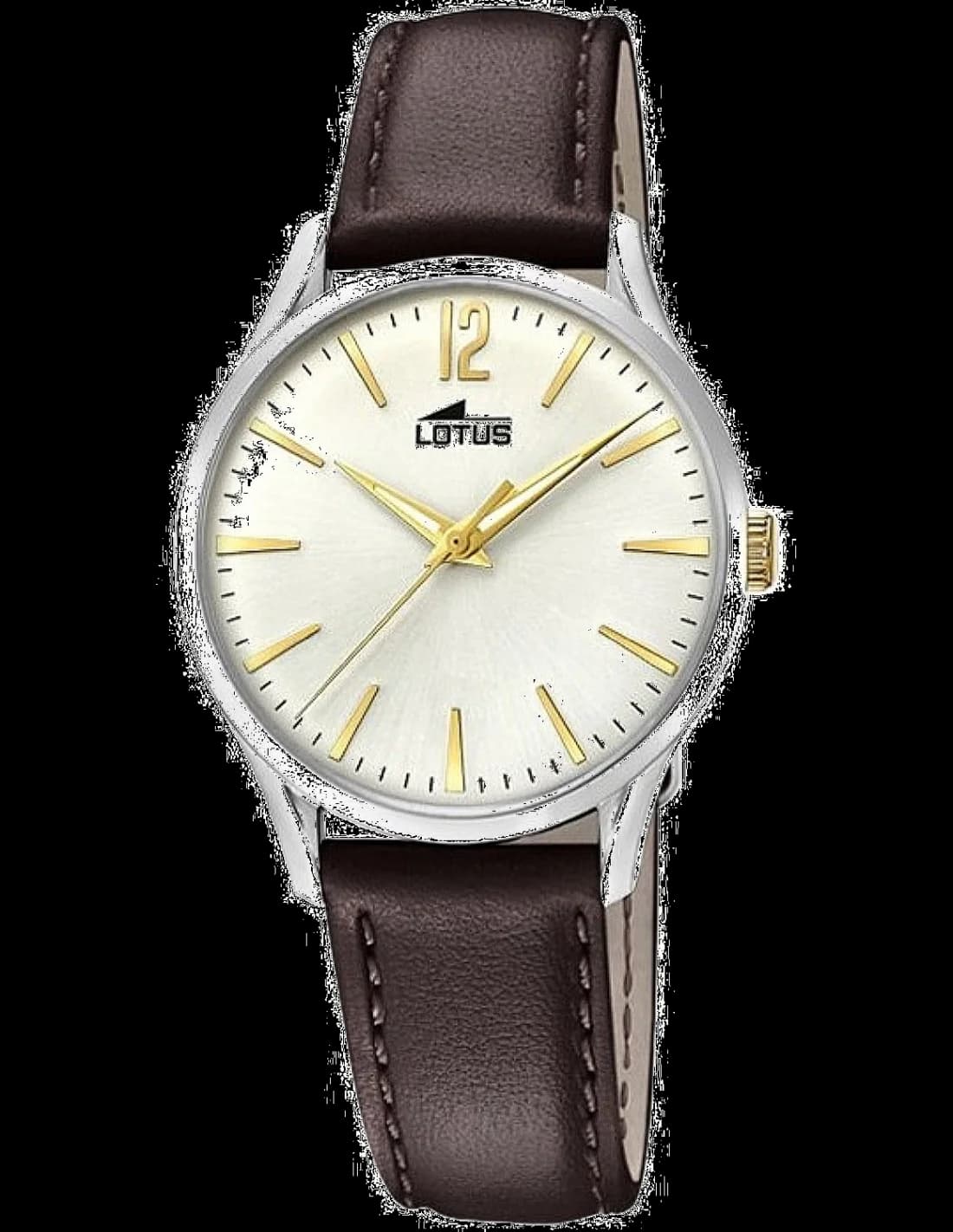 Garde-temps Lotus L18406/1 pour femme, cadran blanc, bracelet cuir marron