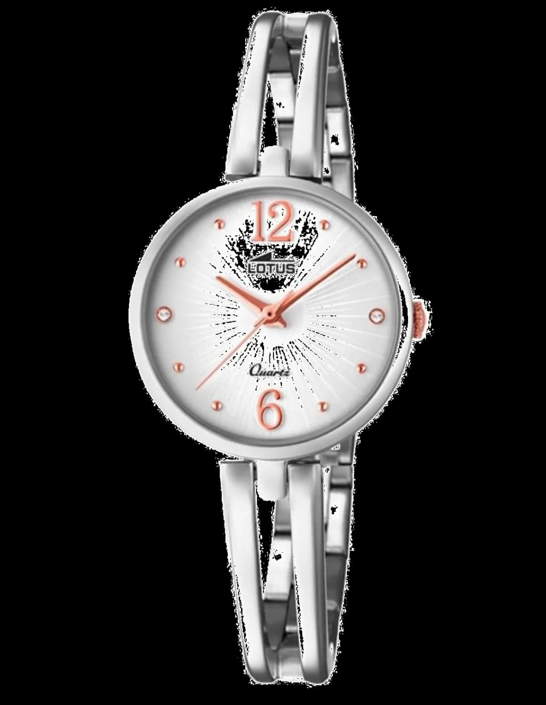Garde-temps Lotus L18442/1 pour femme, cadran blanc, bracelet acier argenté, chic intemporel