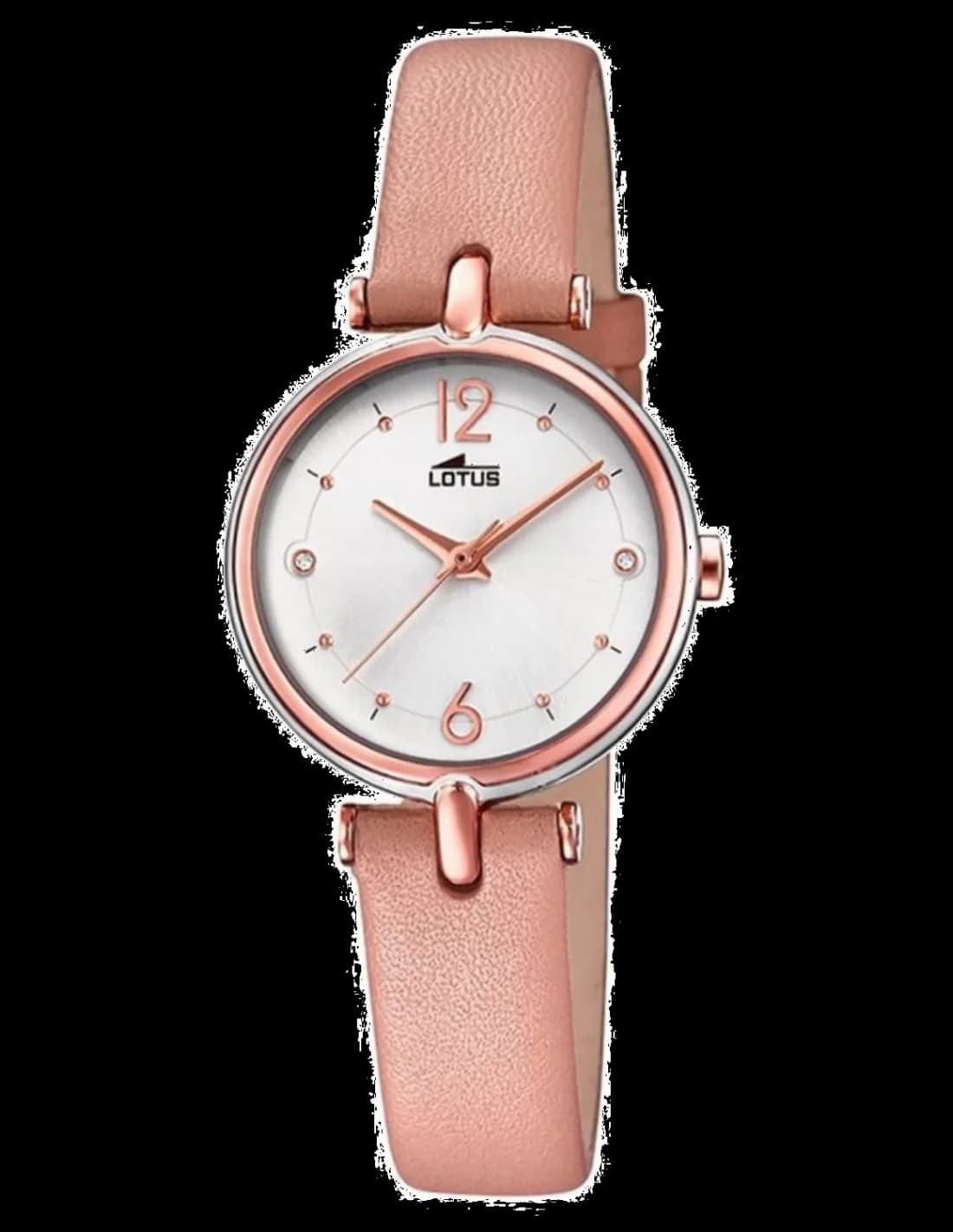 Garde-temps Lotus L18459/2 pour femme, cadran blanc, bracelet cuir rose, look raffiné