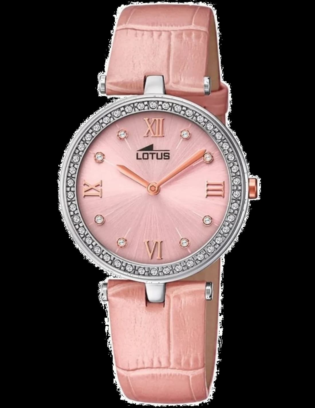 Garde-temps Lotus L18462/3 pour femme, cadran rose, bracelet cuir assorti, touche romantique