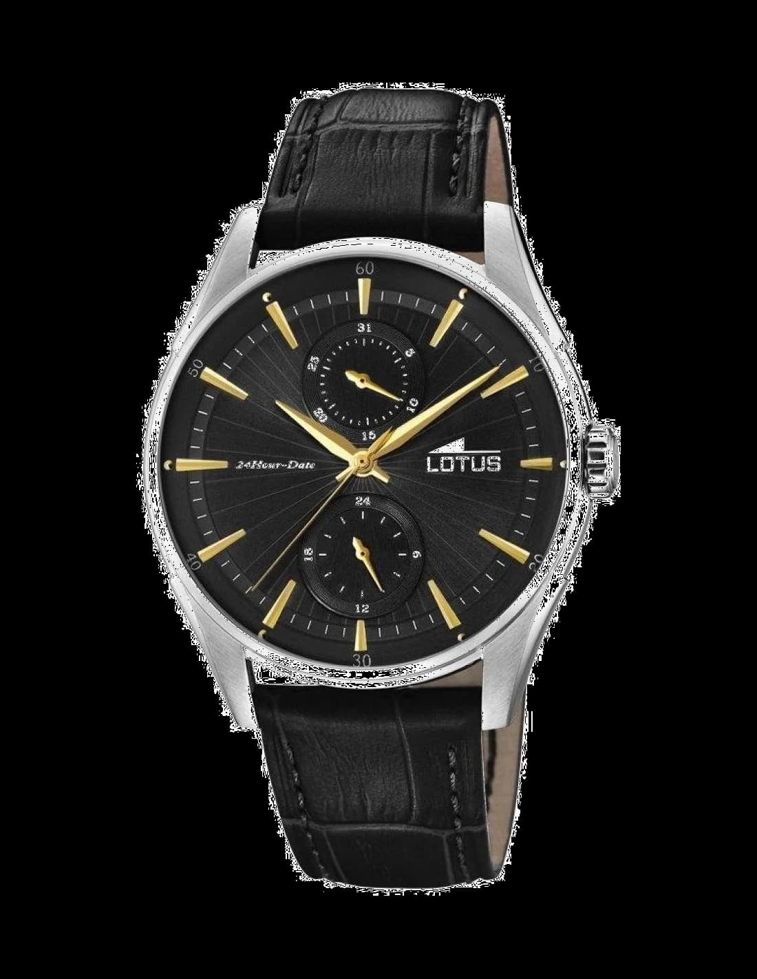 Garde-temps Lotus L18523/4 pour homme, chinois cadran noir contraste bracelet cuir