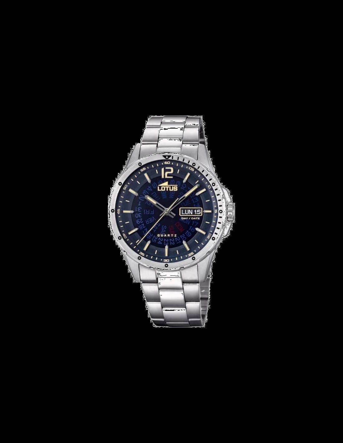 Garde-temps Lotus L18524/2 pour homme, bleu cadran soleillé boîtier acier