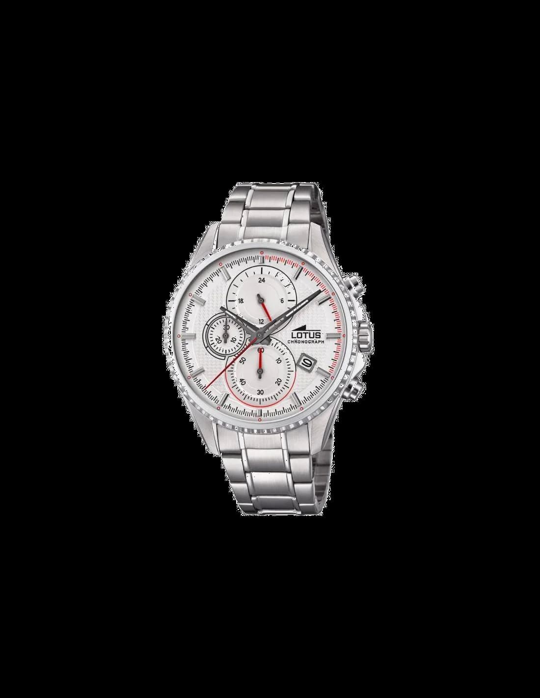 Garde-temps Lotus L18526/1 pour homme, blanc cadran aiguilles index noirs