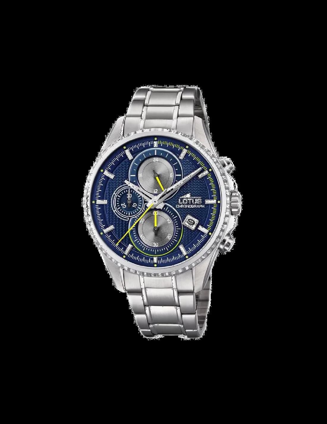 Garde-temps Lotus L18526/3 pour homme, cadran bleu, bracelet acier
