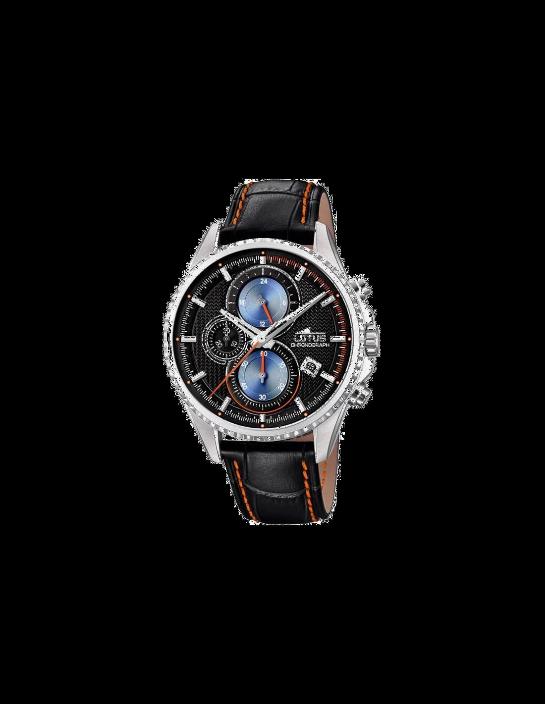 Garde-temps Lotus L18527/5 pour homme, noir cadran sobre bracelet cuir