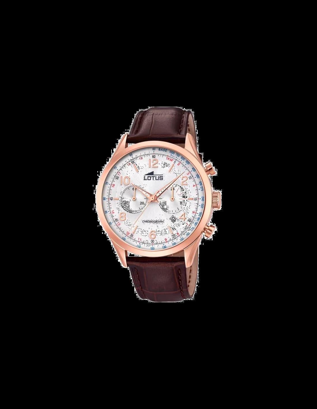 Garde-temps Lotus L18558/1 pour homme, cadran argent avec bracelet cuir