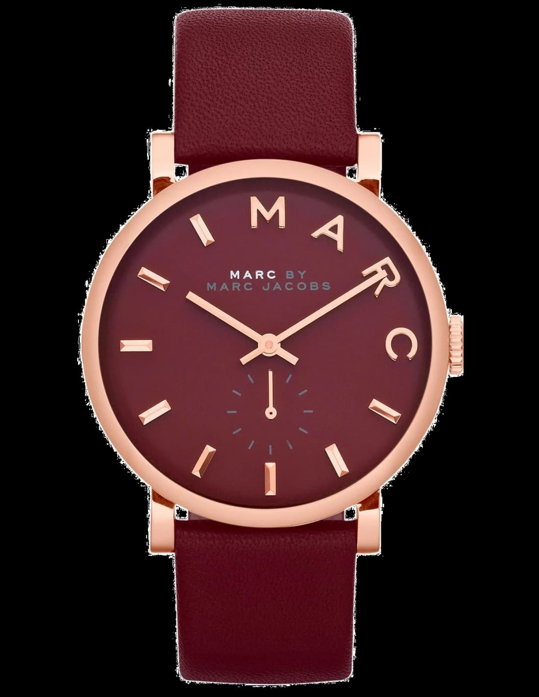 Garde-temps Marc Jacobs MBM1267 pour femme, cadran bordeaux bracelet cuir marron