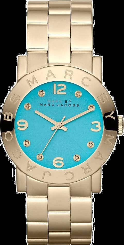 Garde-temps Marc Jacobs MBM3220 pour femme, turquoise sur bracelet acier doré