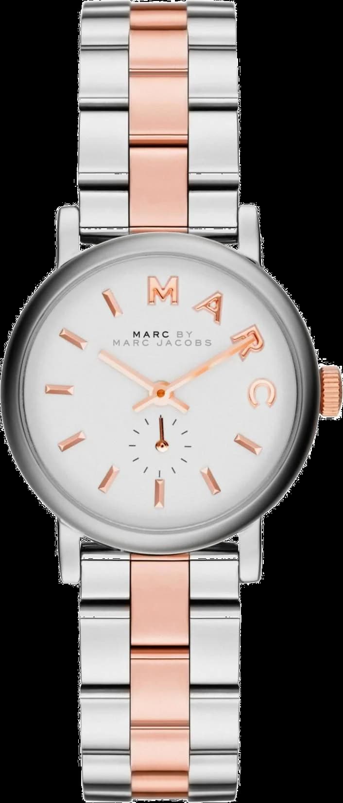 Garde-temps Marc Jacobs MBM3331 pour femme, cadran blanc et bracelet acier bicolore Argenté Or Rose