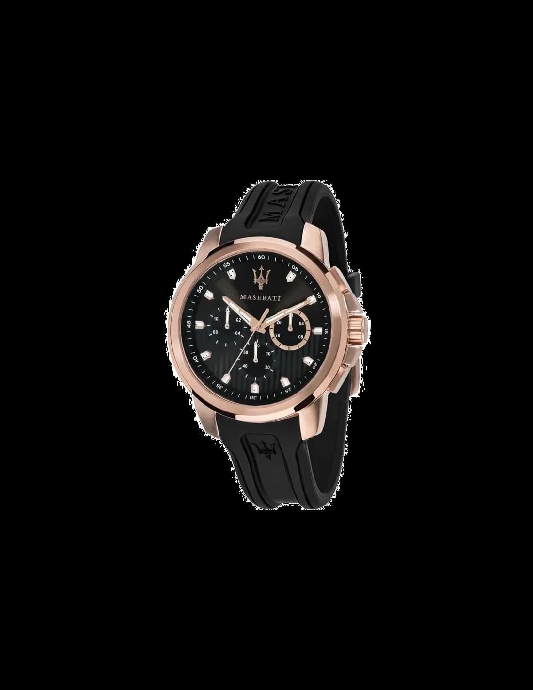 Garde-temps Maserati R8851123008 pour homme, chronographe acier et or rose bracelet silicone