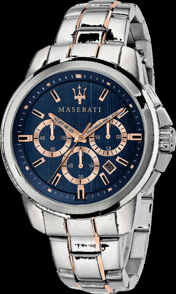 Garde-temps Maserati R8873621008 pour homme, chronographe bleu sur bracelet bicolore