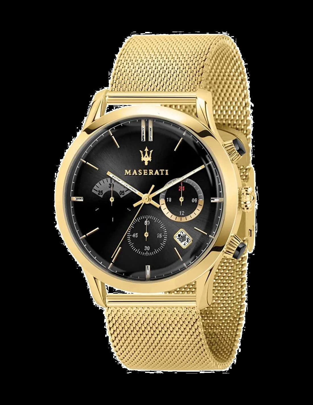 Garde-temps Maserati R8873633003 pour homme, maillé doré sur cadran noir