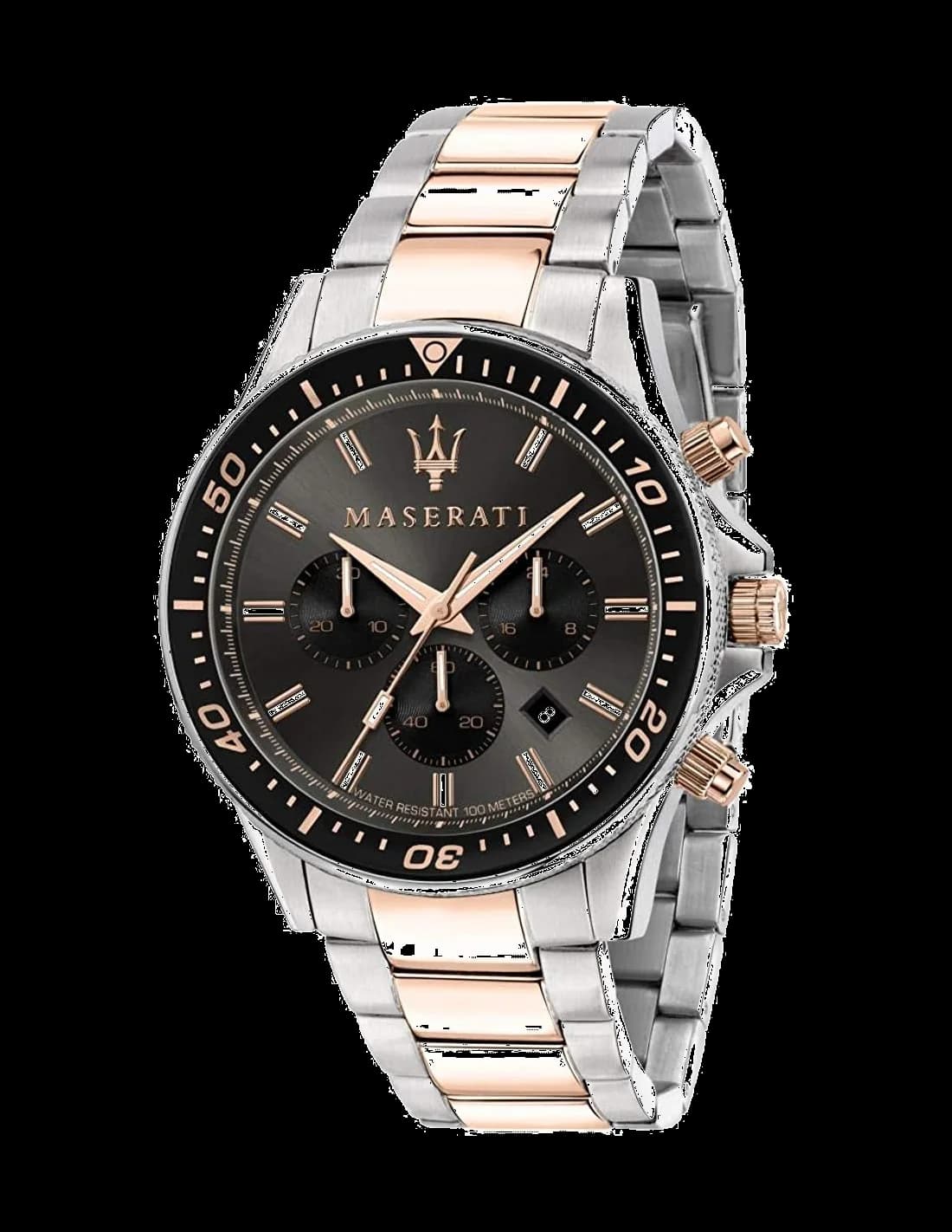 Garde-temps Maserati R8873640002 pour homme, chrono sport, cadran noir acier