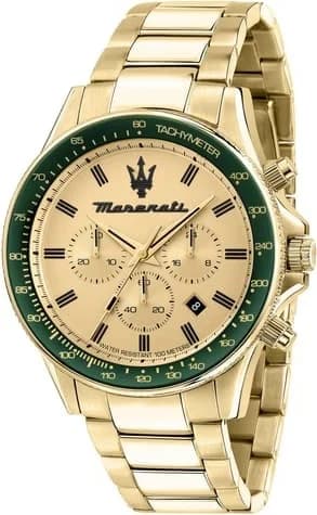 Garde-temps Maserati R8873640005 pour homme, cadran or sur bracelet acier doré