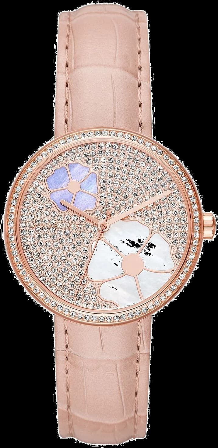 Garde-temps Michael Kors MK2718 pour femme, bracelet cuir, cadran or rose