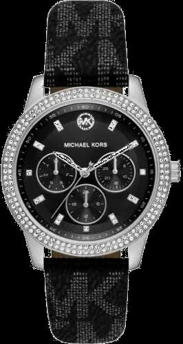 Garde-temps Michael Kors MK2976 pour femme, avec cadran multifonction noir et bracelet cuir