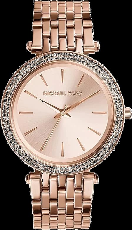 Garde-temps Michael Kors MK3192 pour femme, cadran or rose, bracelet acier, orné de cristaux