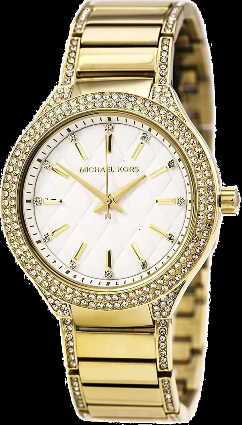 Garde-temps Michael Kors MK3347 pour femme, cadran blanc sur bracelet acier or jaune