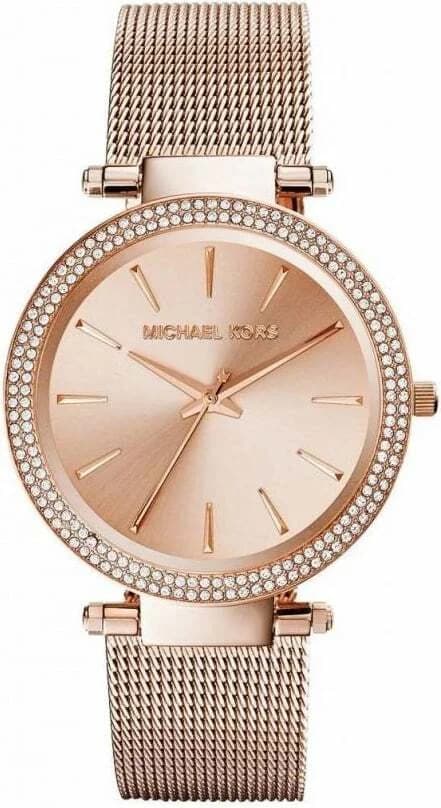 Garde-temps Michael Kors MK3369 au cadran blanc lumineux avec index dorés et aiguilles bâtons style épuré