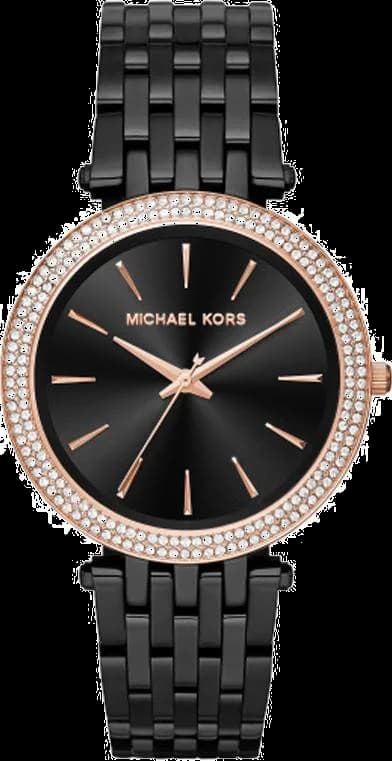 Garde-temps Michael Kors MK3407 pour femme, cadran noir sur bracelet acier