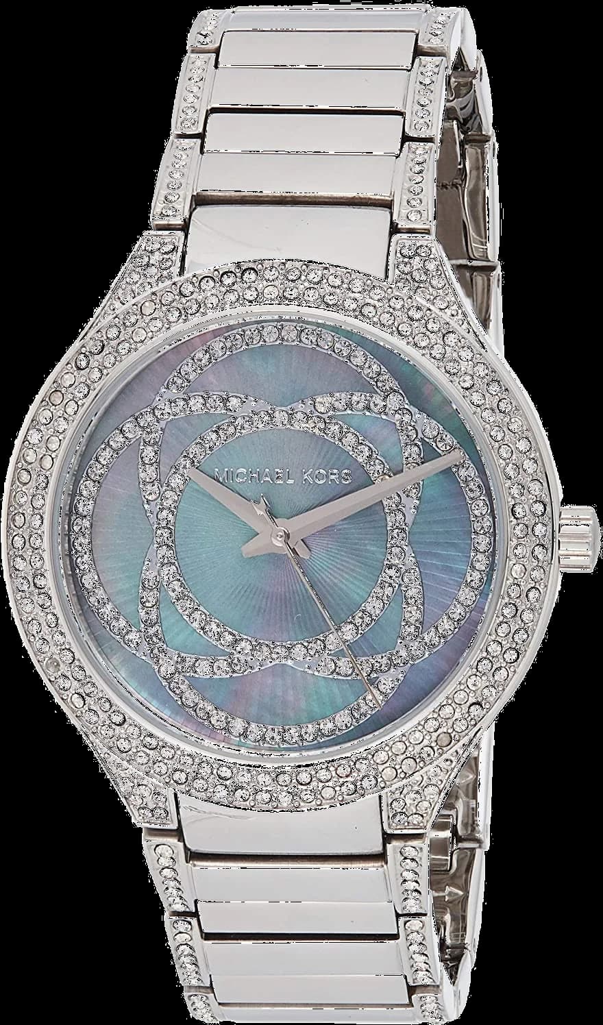Garde-temps Michael Kors MK3480 pour femme, cadran bleu, bracelet acier argenté