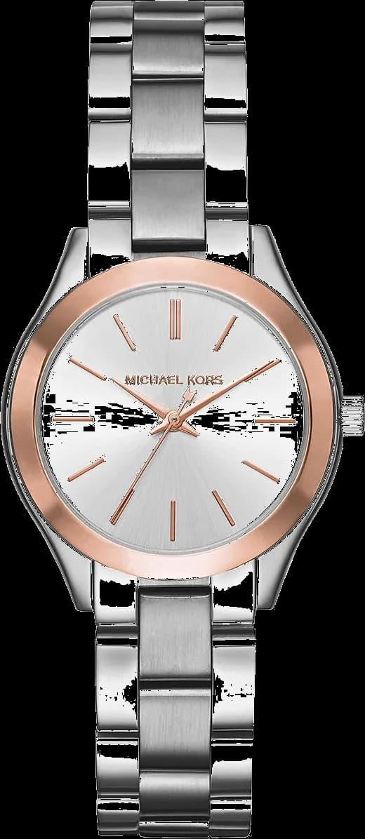 Garde-temps Michael Kors MK3514 pour femme, bracelet acier bi-ton cadran argenté