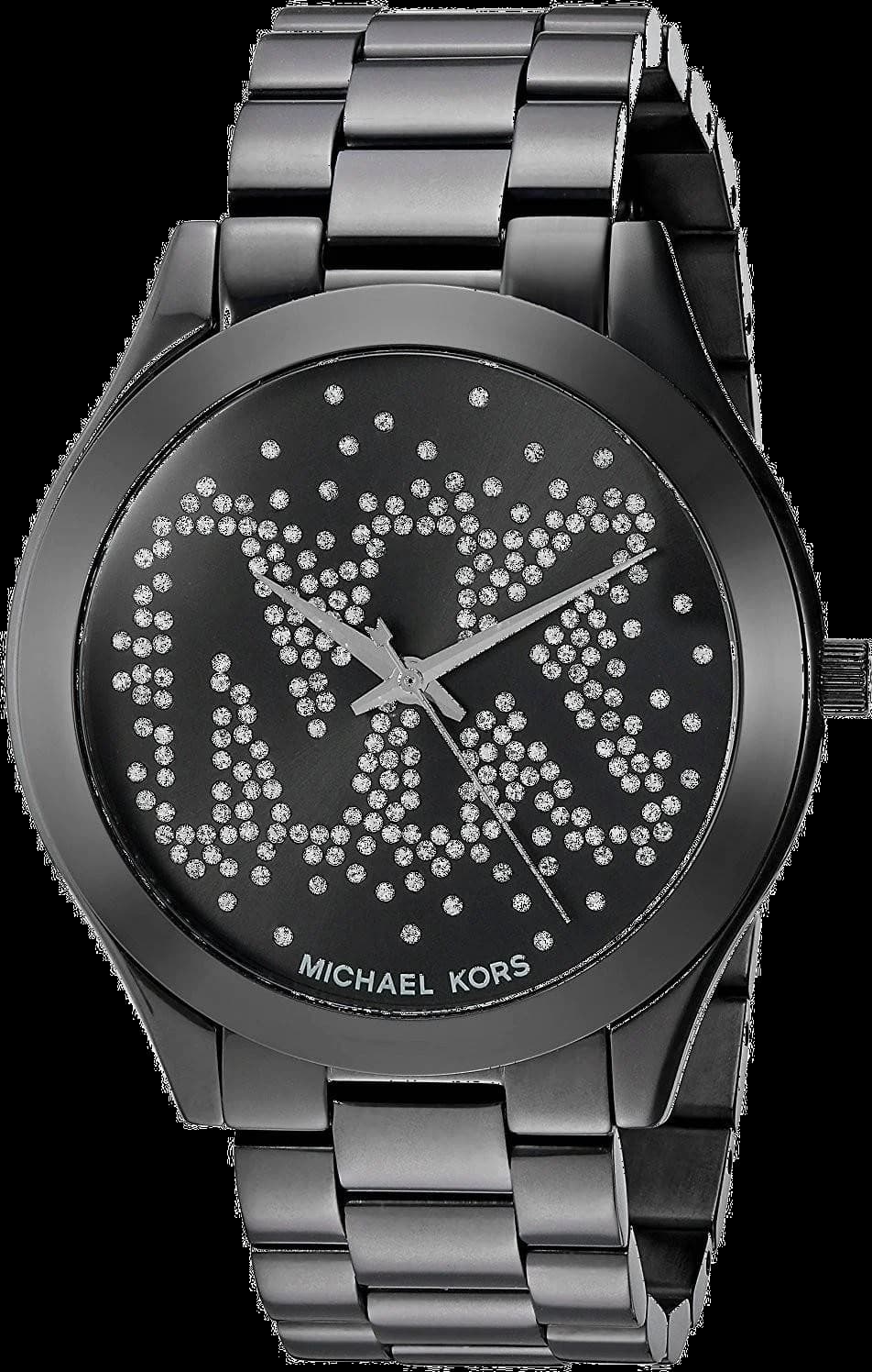 Garde-temps Michael Kors MK3589 pour femme, cadran noir sur acier inoxydable