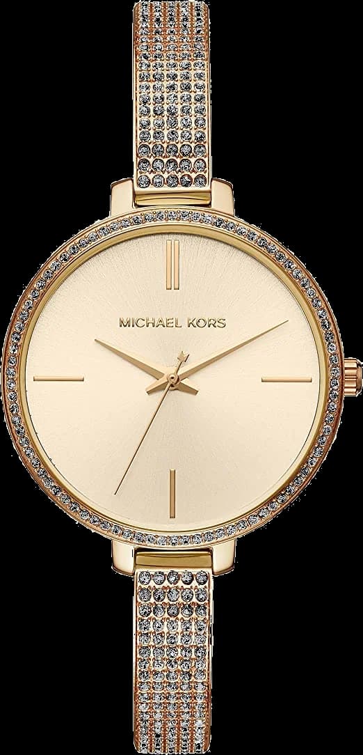 Garde-temps Michael Kors MK3784 pour femme, cadran or avec bracelet pavé de cristaux