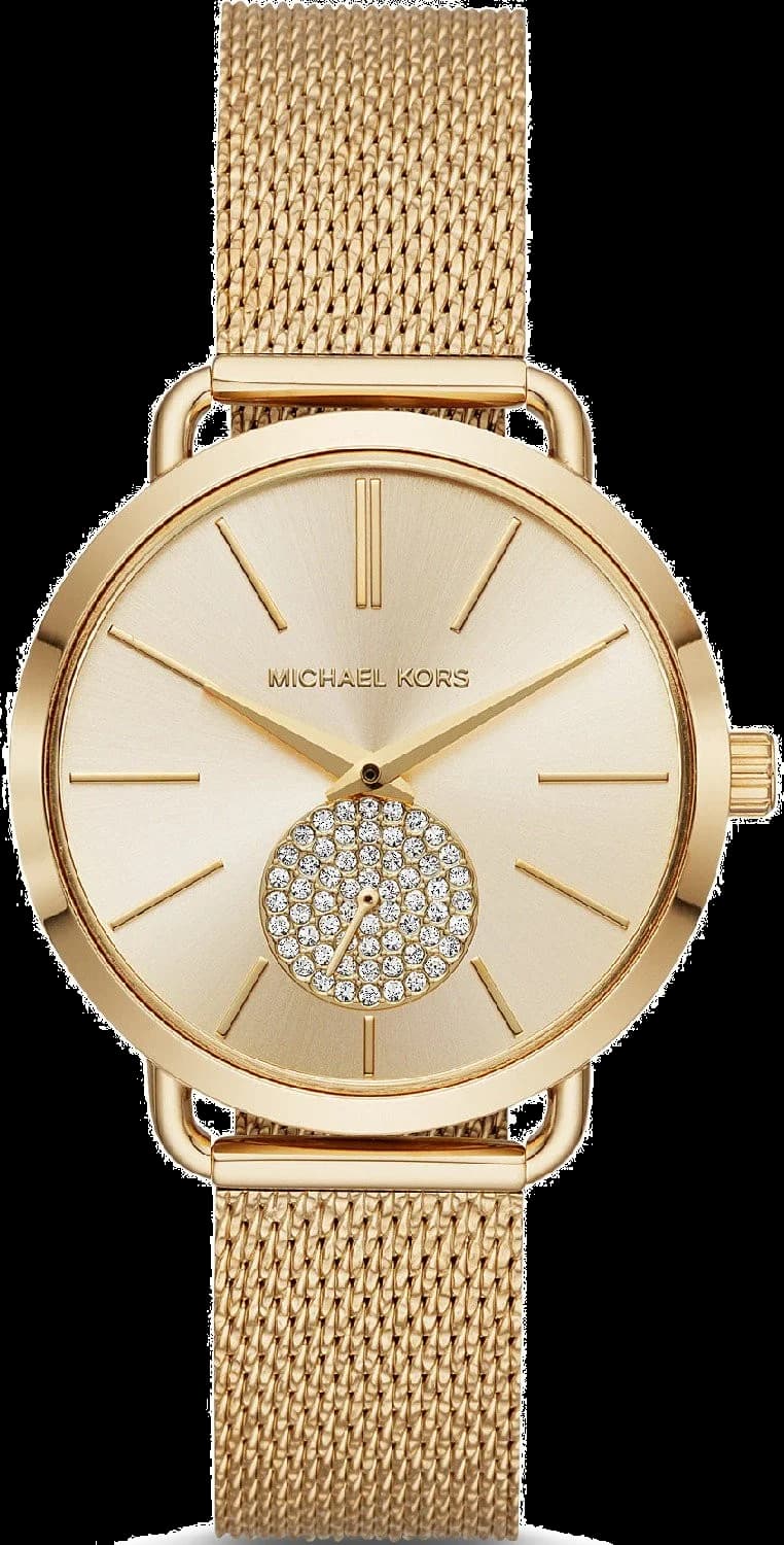 Garde-temps Michael Kors MK3844 pour femme, cadran or sur maille milanaise argentée