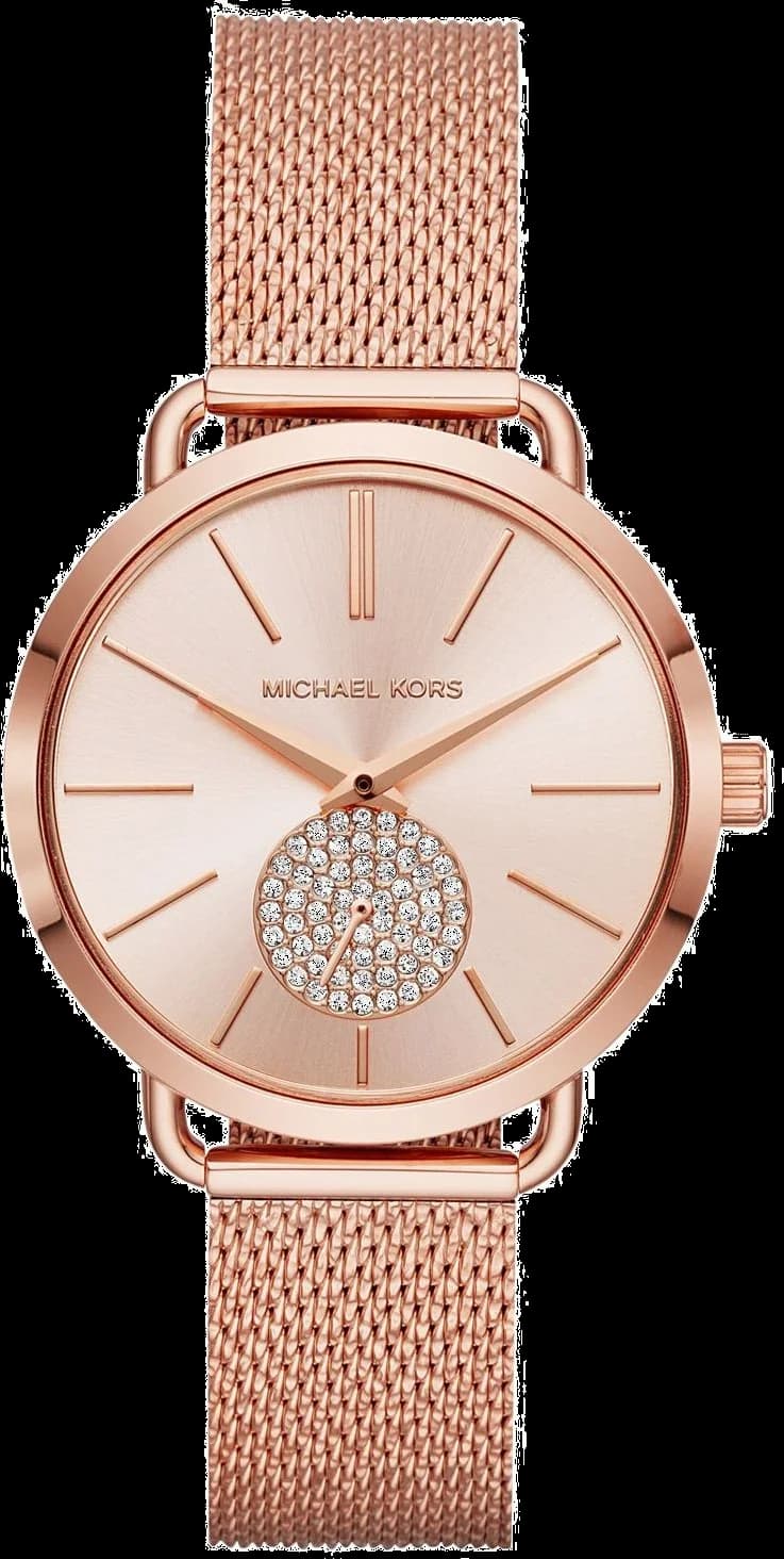 Garde-temps Michael Kors MK3845 pour femme, au cadran or rose et maille milanaise