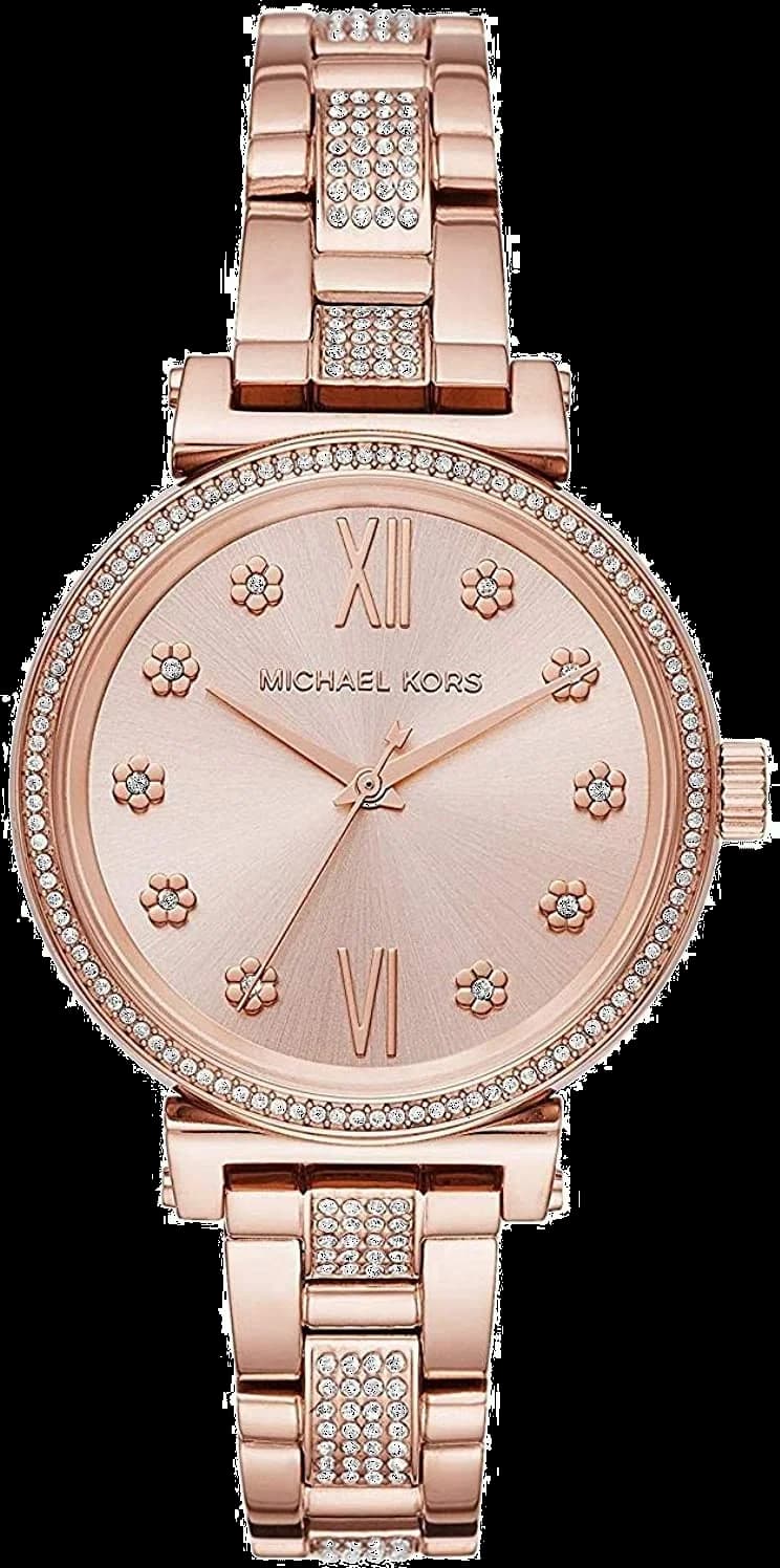 Garde-temps Michael Kors MK3882 pour femme, cadran or rose sur bracelet acier