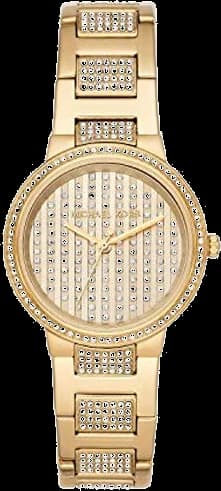 Garde-temps Michael Kors MK3985 pour homme, cadran or, bracelet acier serti cristaux