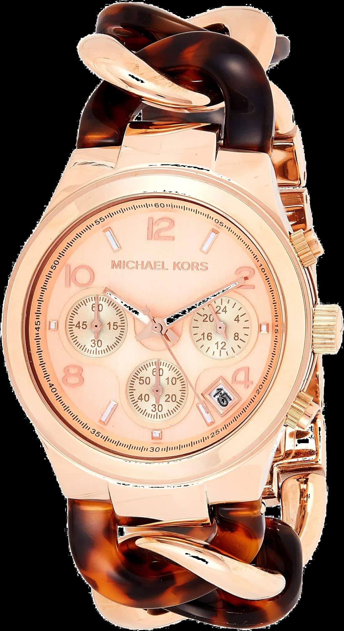 Garde-temps Michael Kors MK4269 pour femme, cadran or rose sur bracelet acier grosse maille