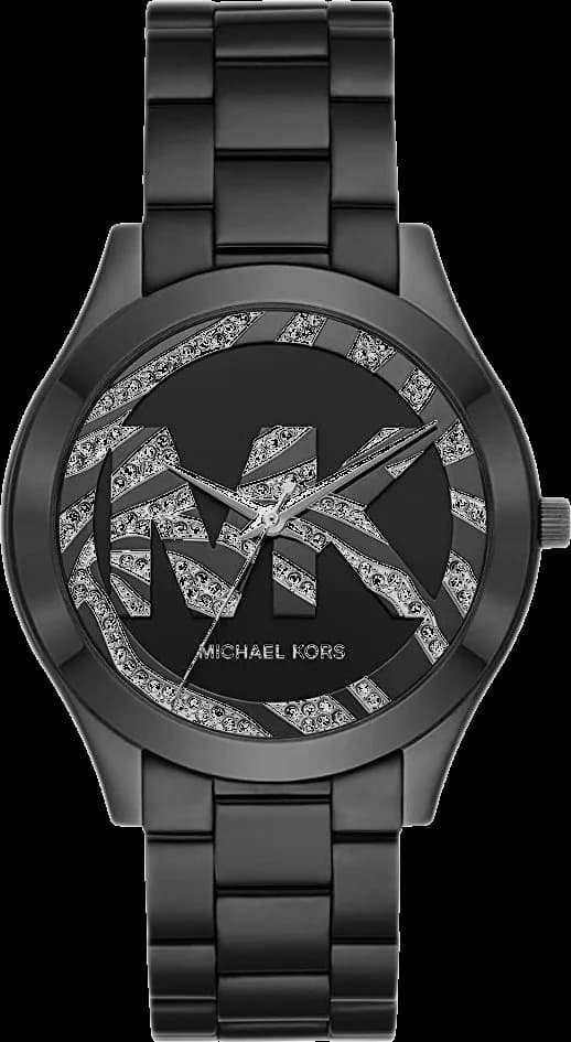 Garde-temps Michael Kors MK4562 pour femme, cadran noir, bracelet acier inoxydable noir