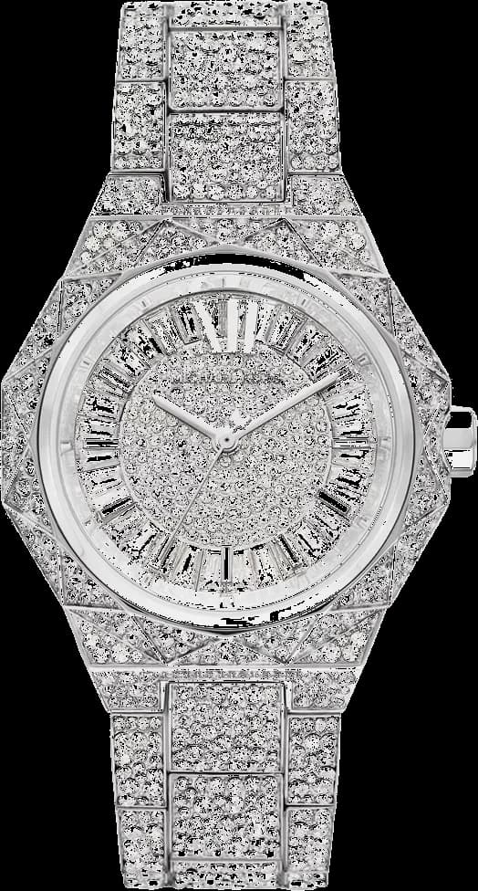 Garde-temps Michael Kors MK4691 pour femme, cadran argent pavé sur bracelet acier