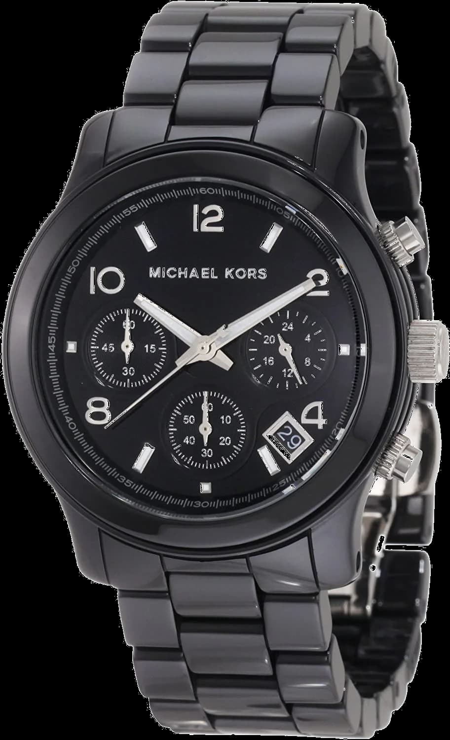 Garde-temps Michael Kors MK5162 pour femme, cadran noir sur bracelet acier