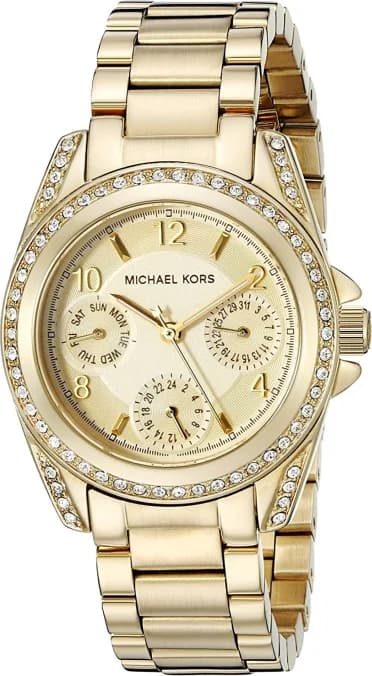 Garde-temps Michael Kors MK5166 pour femme, à trois compteurs et strass sur acier doré