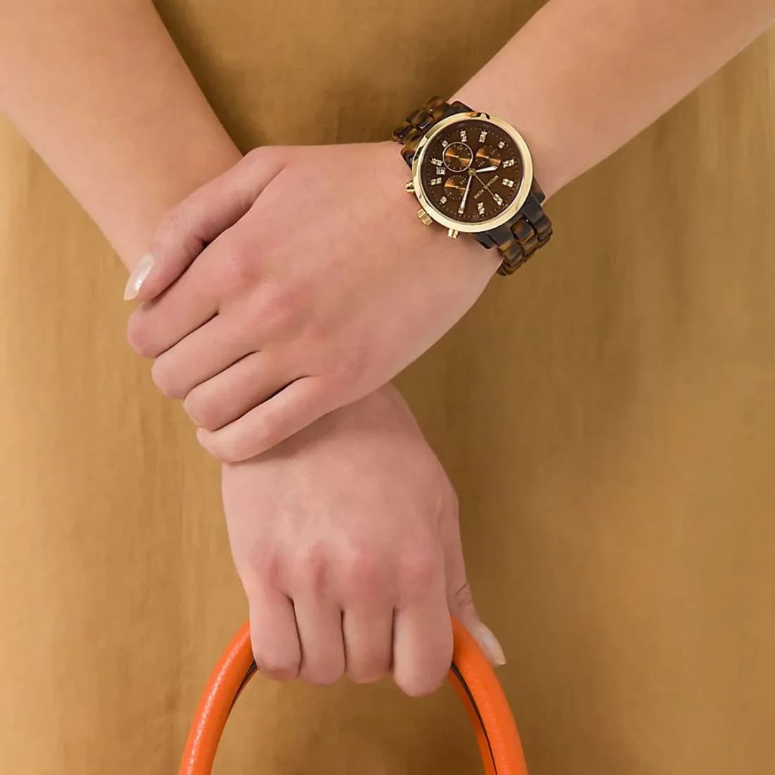Lunette boîtier Michael Kors MK5216 en acétate écaille de tortue poli, verre minéral et couronne crantée