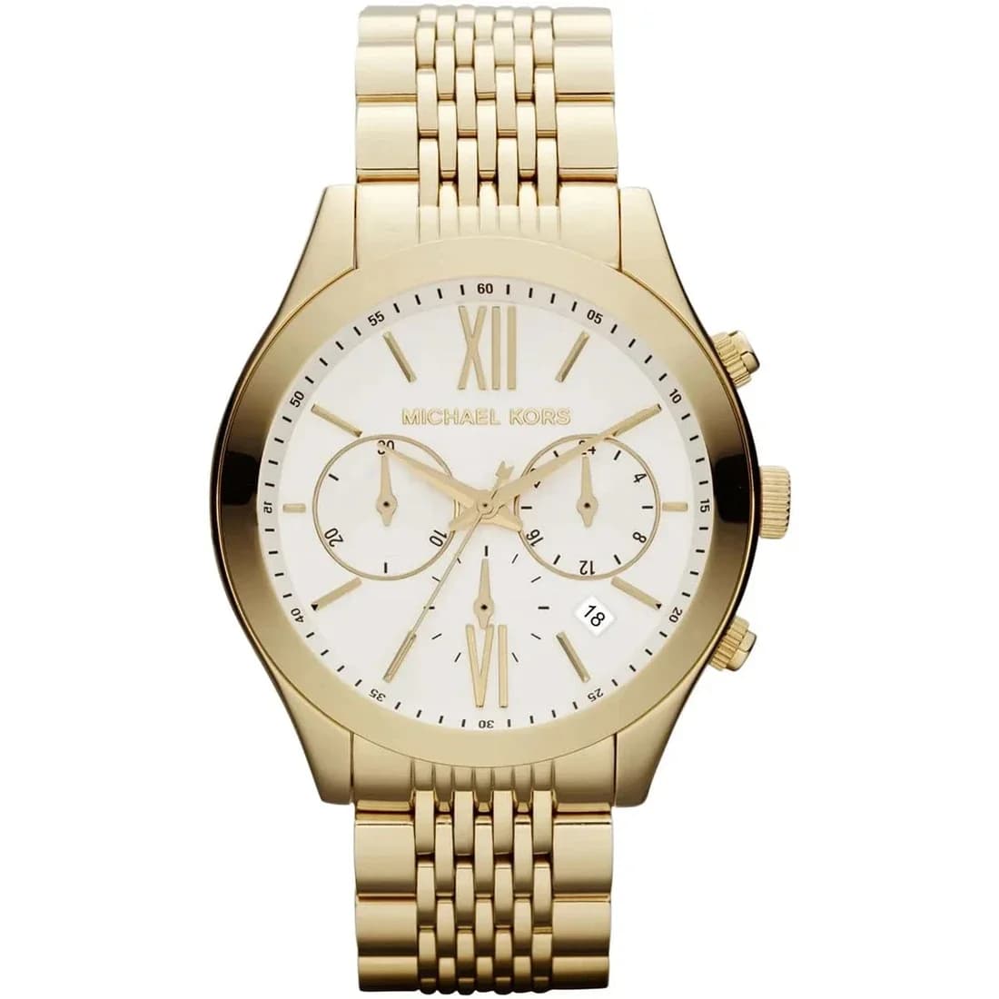 Garde-temps Michael Kors MK5762 pour femme, cadran blanc sur bracelet acier doré
