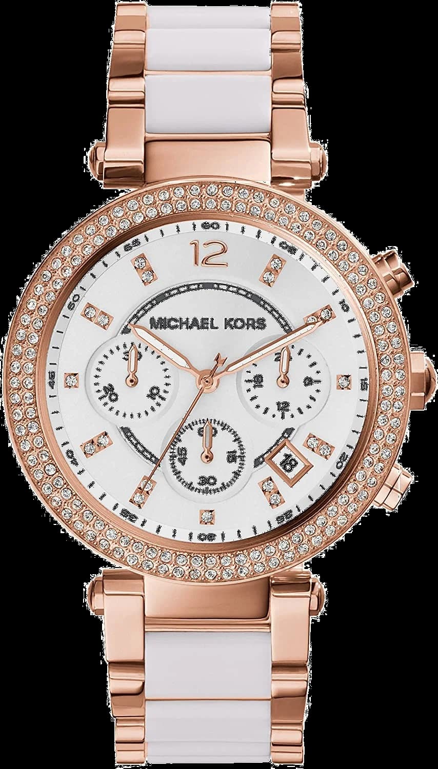 Garde-temps Michael Kors MK5774 pour femme, au cadran blanc et bracelet acétate-acier
