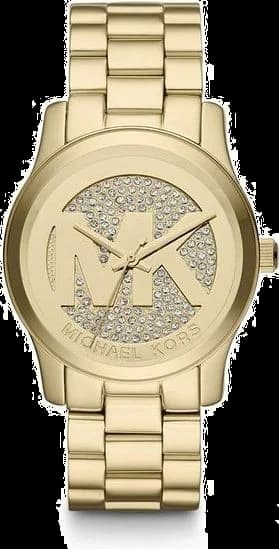 Garde-temps Michael Kors MK5852 pour femme, cadran or avec initiales MK dorées